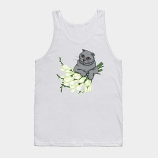 Scottish Fold Cat with a bouquet of freesia Tank Top